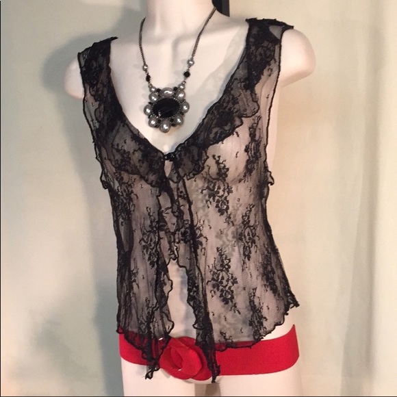 Kim Rogers Tops - Kim Rogers sheer black lace sexy top NWOT
